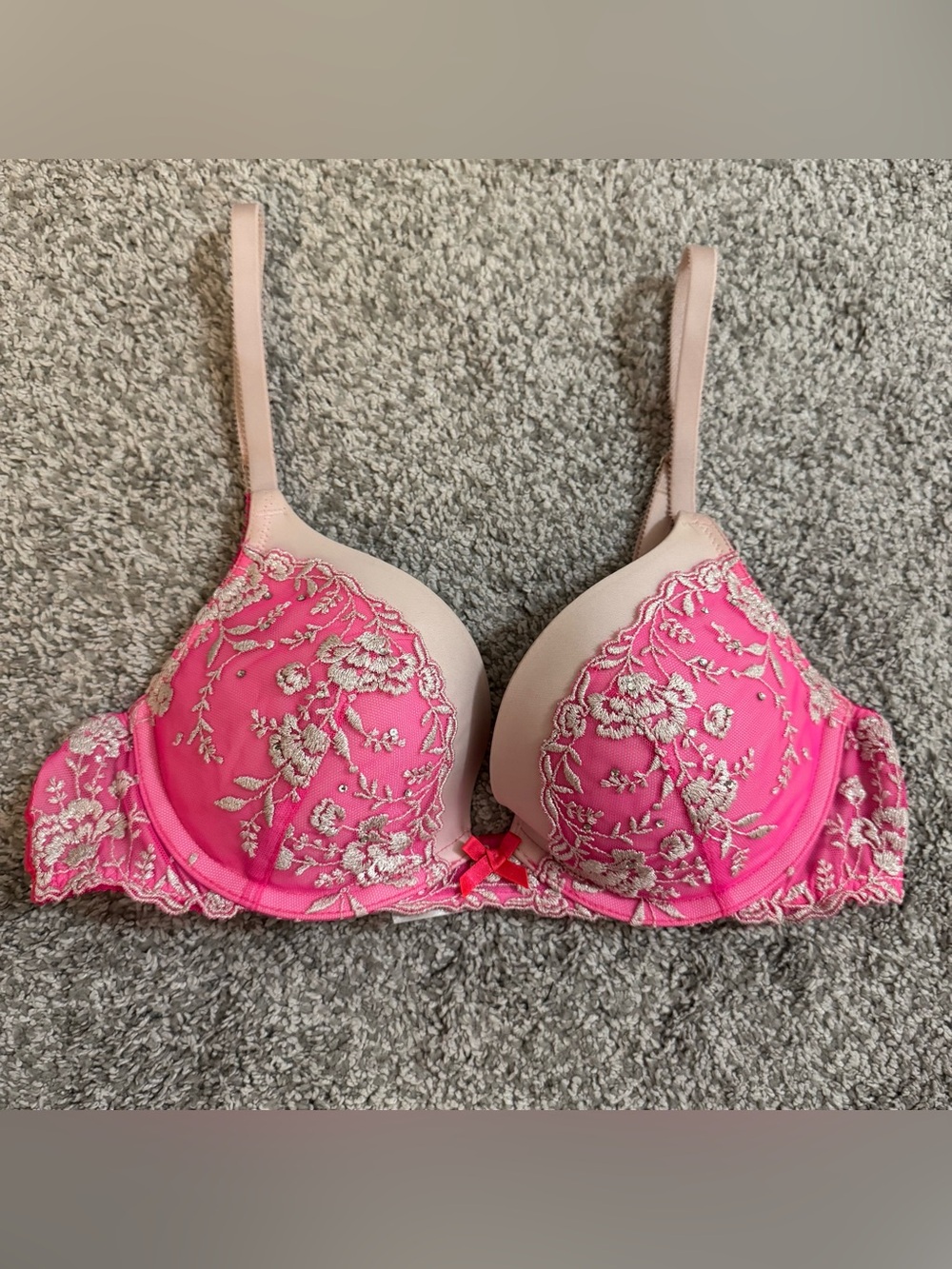 Victoria's Secret Dream Angels Push-Up Size 34B Rhinestone Pink & Beige Bra